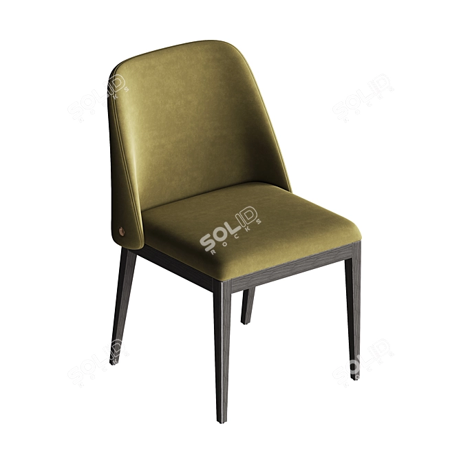 Luxury Black Velvet Dining Chair 3D model image 3