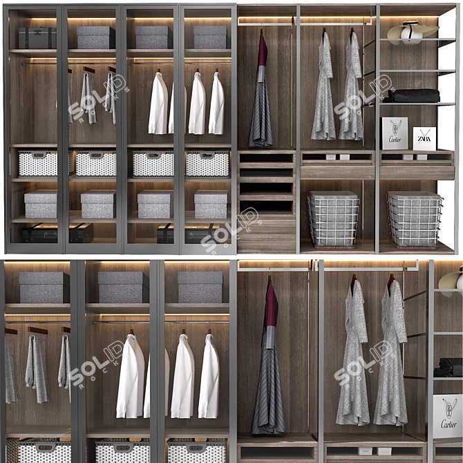 Elegant Wardrobe with Decorative Elements 3D model image 1