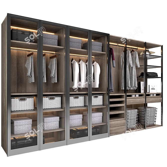 Elegant Wardrobe with Decorative Elements 3D model image 2