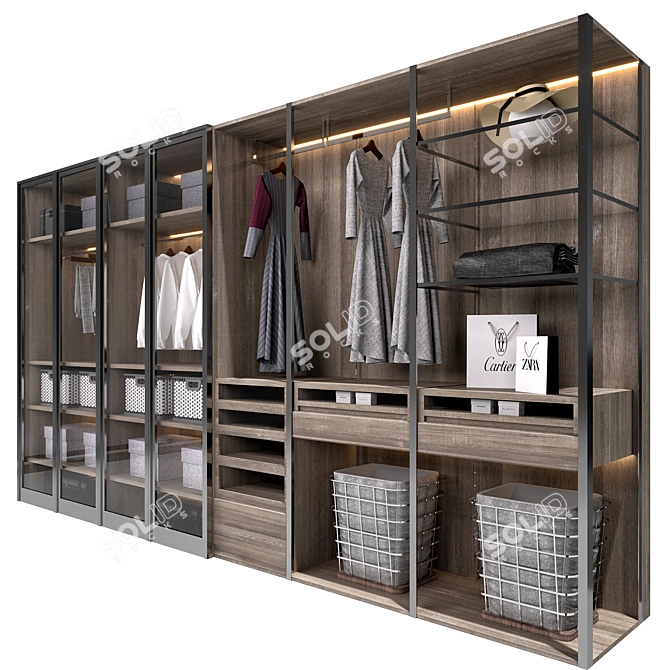 Elegant Wardrobe with Decorative Elements 3D model image 3