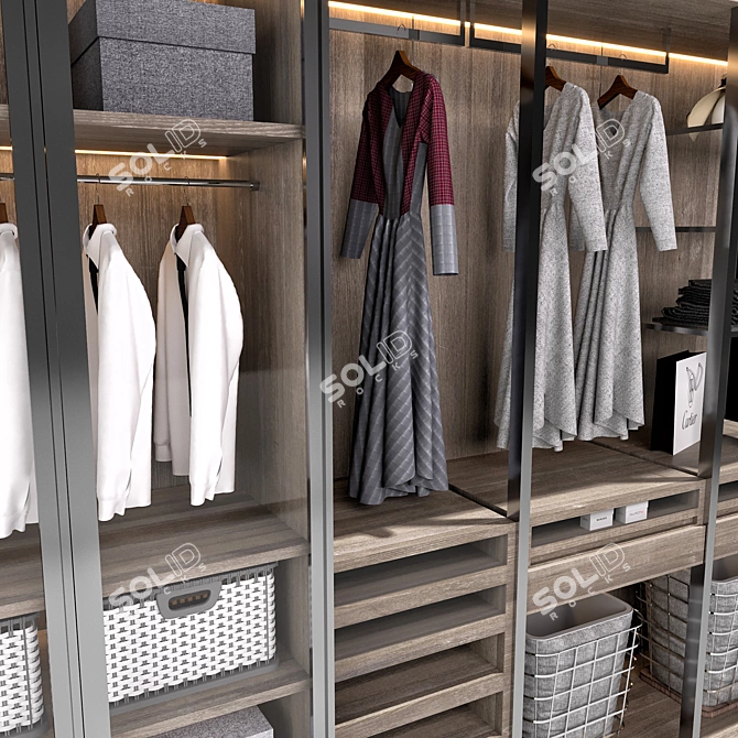 Elegant Wardrobe with Decorative Elements 3D model image 4