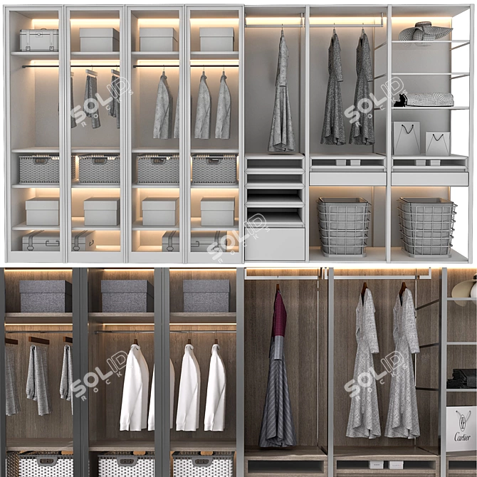 Elegant Wardrobe with Decorative Elements 3D model image 6