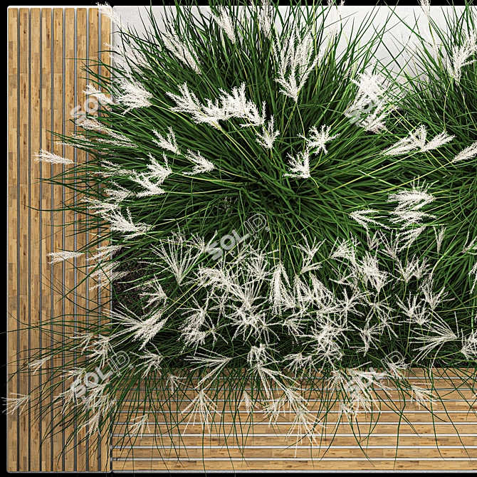 Urban Concrete Bench with Ornamental Grasses 3D model image 3