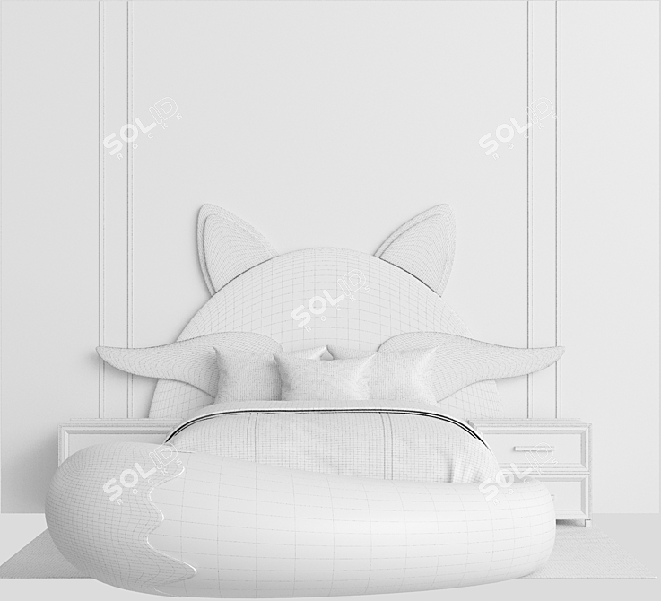 Fox Cub Kids Bed Set 3D model image 2