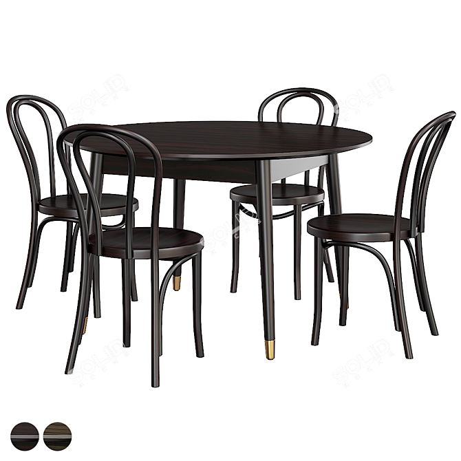 Modern Dining Set Beech Mateo 3D model image 1