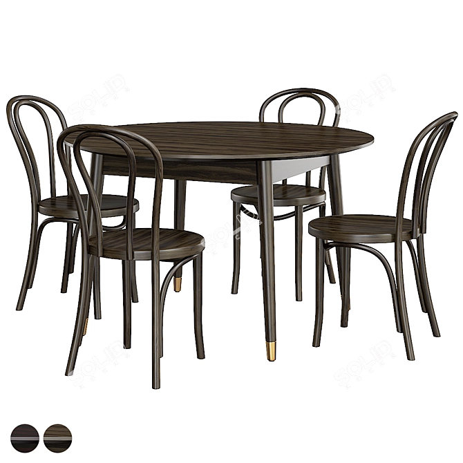 Modern Dining Set Beech Mateo 3D model image 2