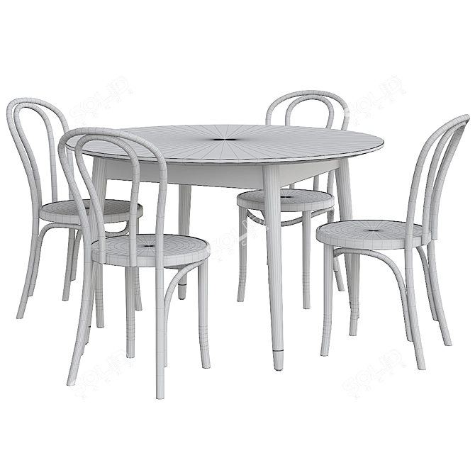 Modern Dining Set Beech Mateo 3D model image 3