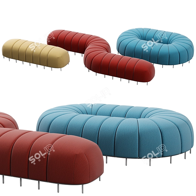 Modular Worm Bench: Versatile Seating 3D model image 1