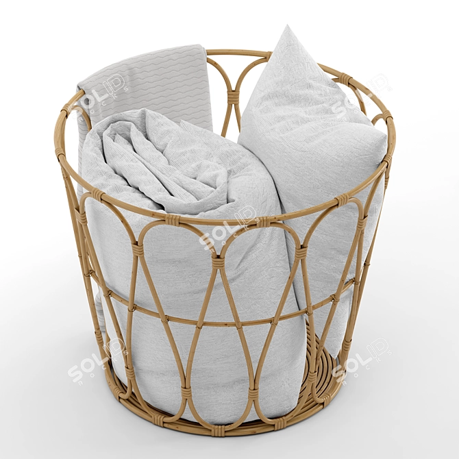 Cozy Basket Set with Blanket 3D model image 2