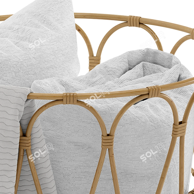 Cozy Basket Set with Blanket 3D model image 3