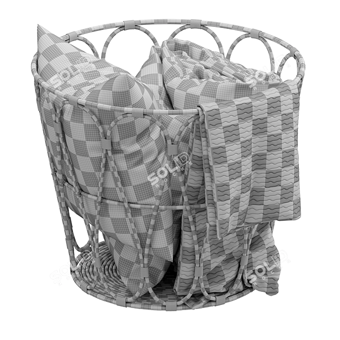 Cozy Basket Set with Blanket 3D model image 6