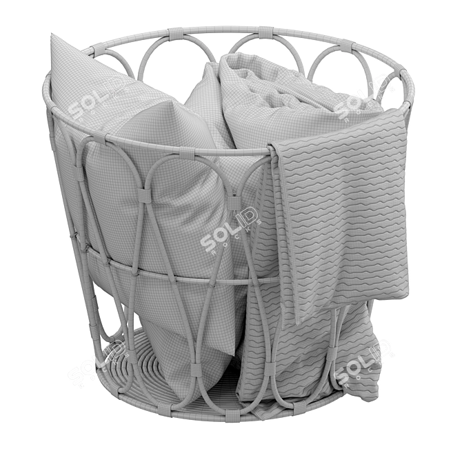 Cozy Basket Set with Blanket 3D model image 7