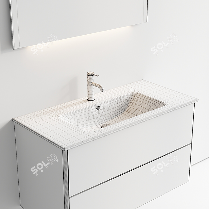 Designer Bathroom Set XSquare 3D model image 5