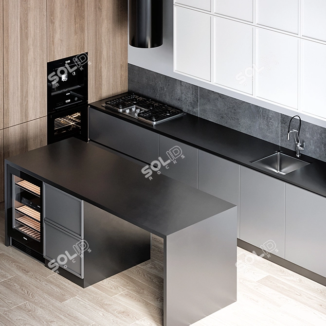  Modern Kitchen Design Set 3D model image 3