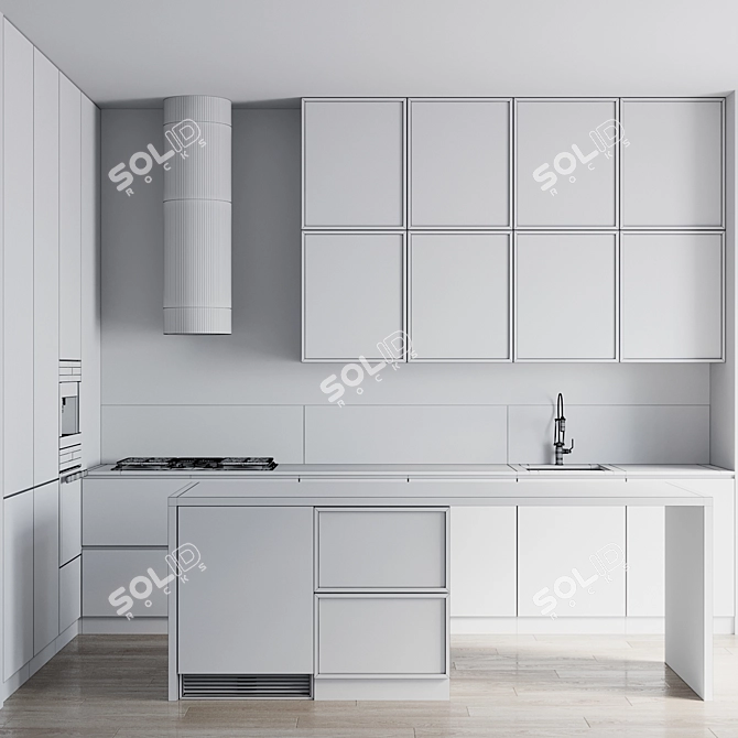  Modern Kitchen Design Set 3D model image 7