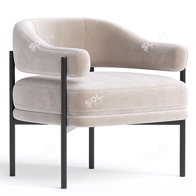 Luxury Sherpa Armchair in Ivory 3D model image 2