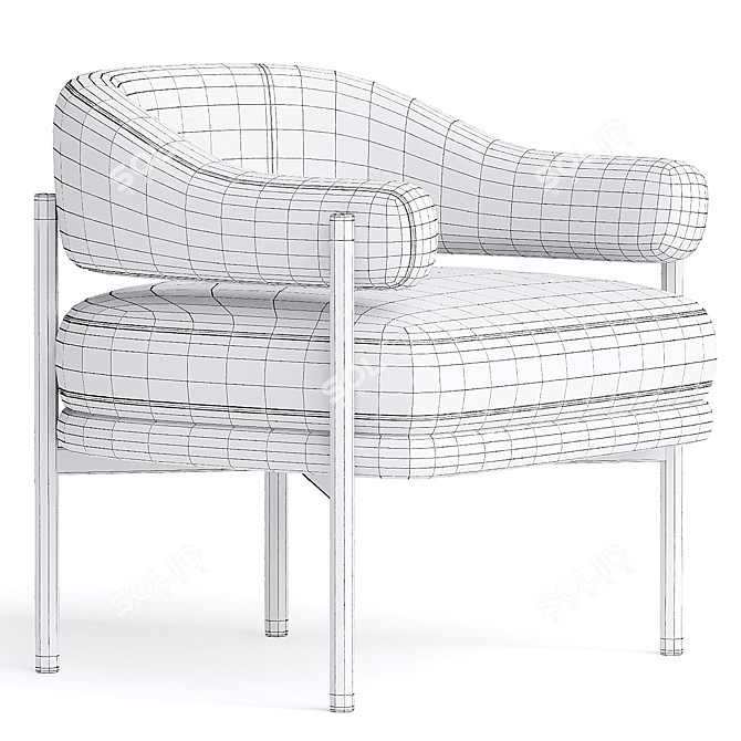 Luxury Sherpa Armchair in Ivory 3D model image 3