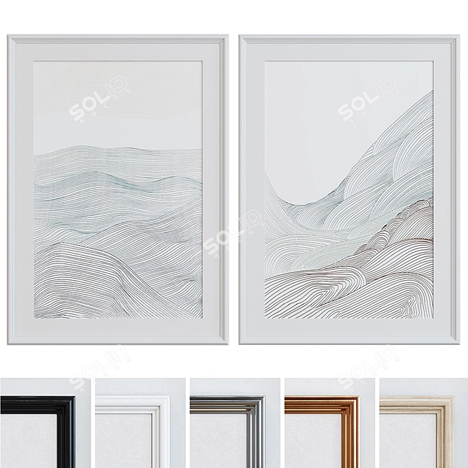Modern Abstract Picture Frame Set 3D model image 1