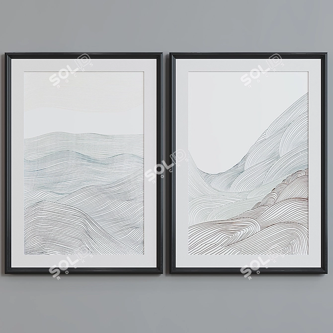 Modern Abstract Picture Frame Set 3D model image 2