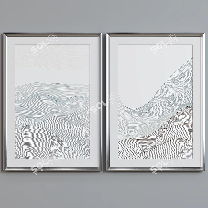 Modern Abstract Picture Frame Set 3D model image 3