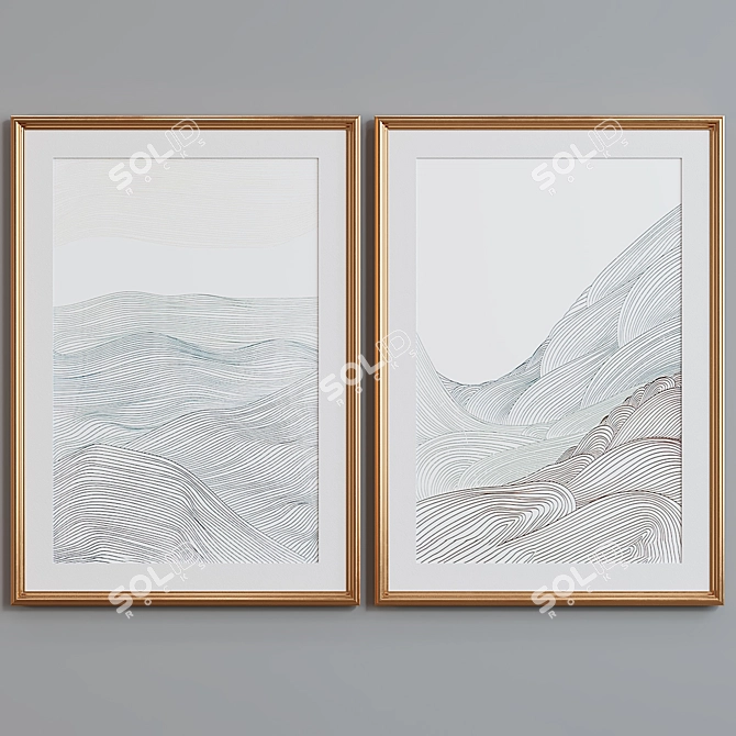 Modern Abstract Picture Frame Set 3D model image 5