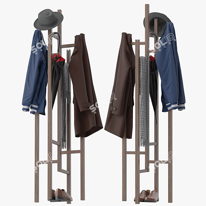 Sleek Modern Atwood Coat Rack 3D model image 1