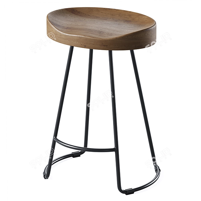 Modern Half-bar Stool Roger 3D model image 2