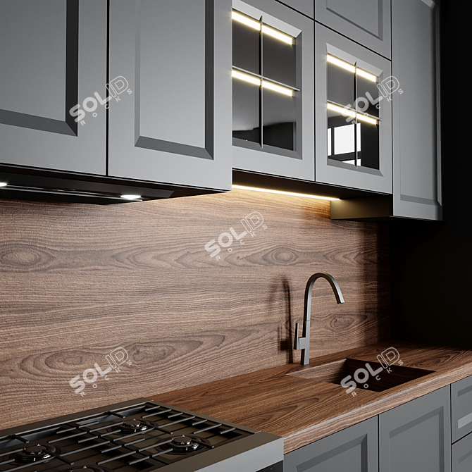 Modular Kitchen 3D Model Set 3D model image 3