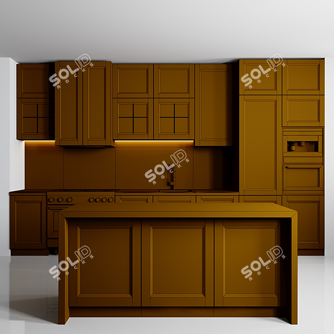 Modular Kitchen 3D Model Set 3D model image 4