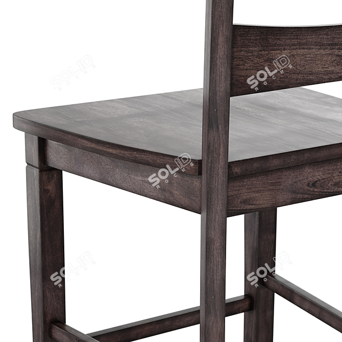 Farmhouse Style Wooden Bar Stool 3D model image 5