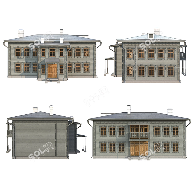 Historic Wooden Building Kazan 3D model image 2