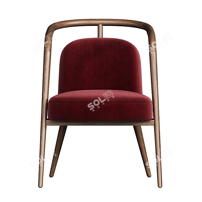 Luxury Red Velvet Armchair 3D model image 4