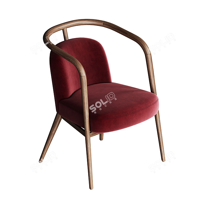 Luxury Red Velvet Armchair 3D model image 1