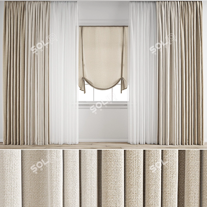 Polygonal Curtain Model Set 3D model image 1