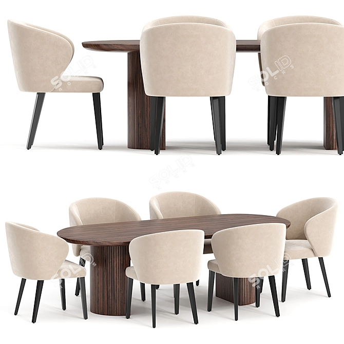 Elegant Modern Dining Set 6 3D model image 1