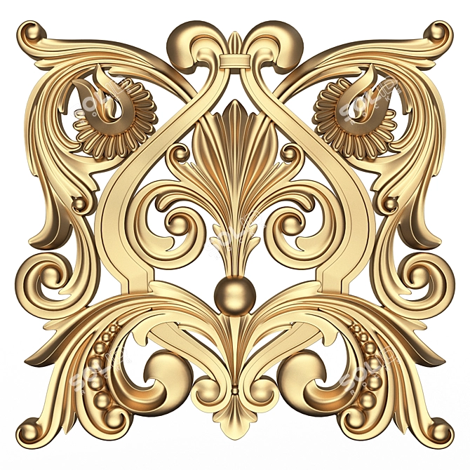 Elegant Carved Plaster Trim Decoration 3D model image 1