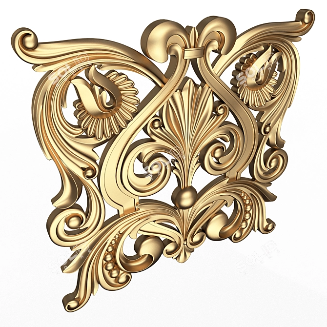 Elegant Carved Plaster Trim Decoration 3D model image 2