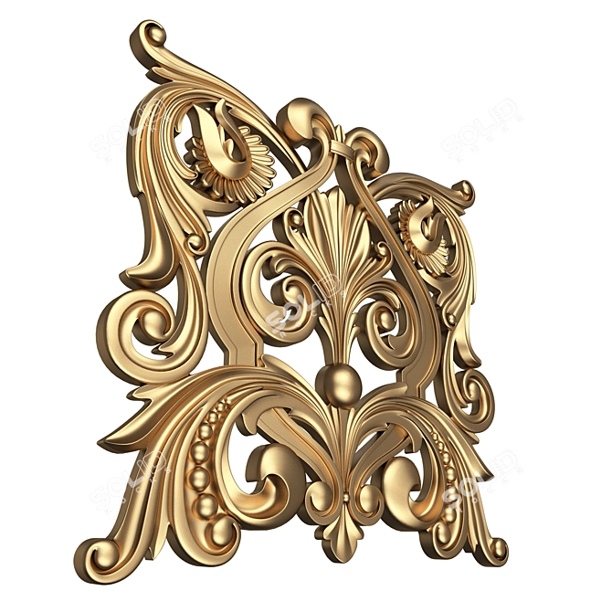 Elegant Carved Plaster Trim Decoration 3D model image 3