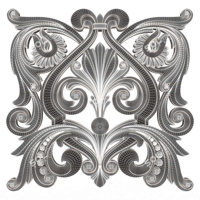 Elegant Carved Plaster Trim Decoration 3D model image 5