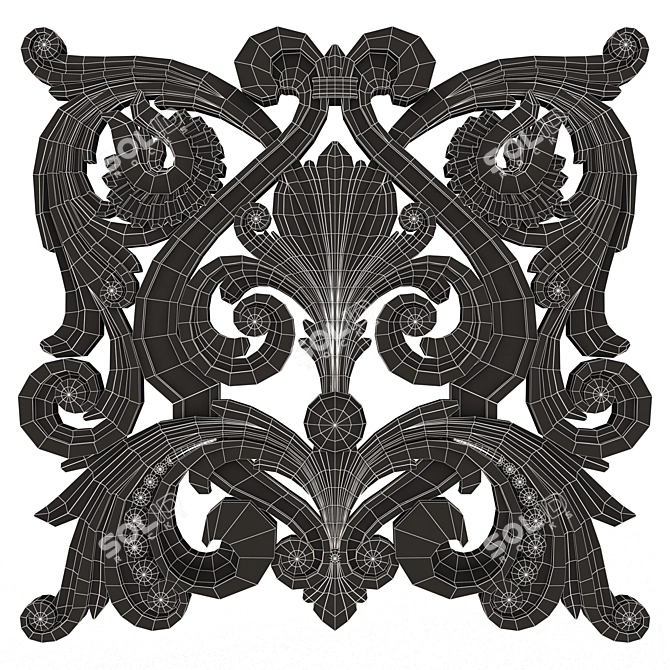 Elegant Carved Plaster Trim Decoration 3D model image 6