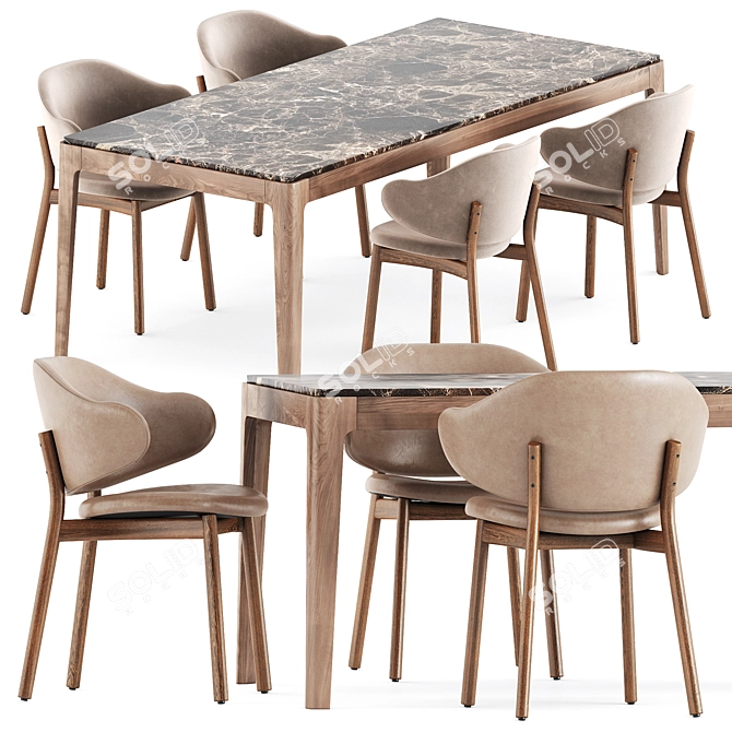 Modern Dining Set: Holly Chairs & Ziggy Table 3D model image 1