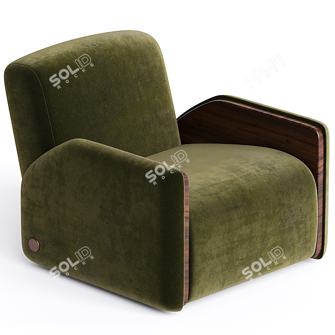 Modern Black Oak Armchair Design 3D model image 2