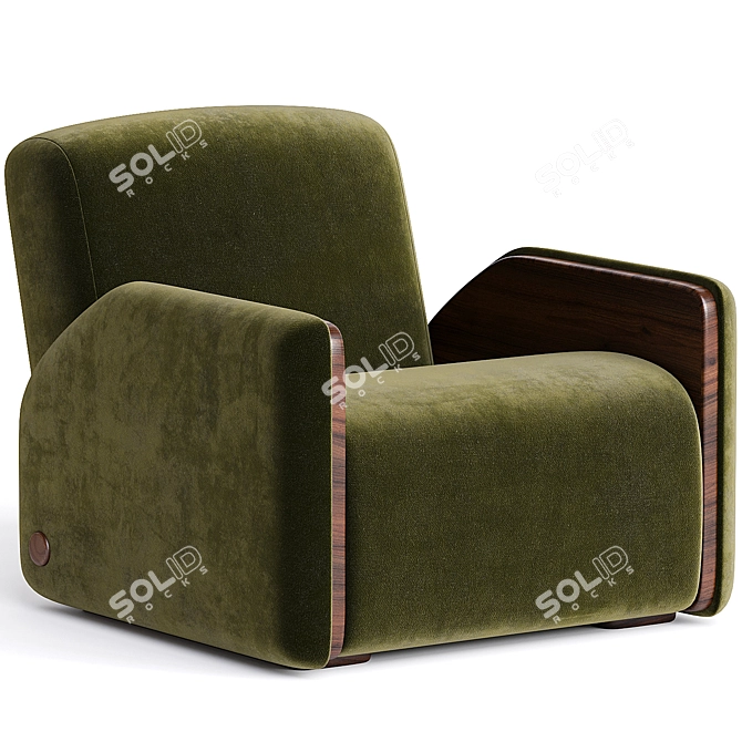 Modern Black Oak Armchair Design 3D model image 4