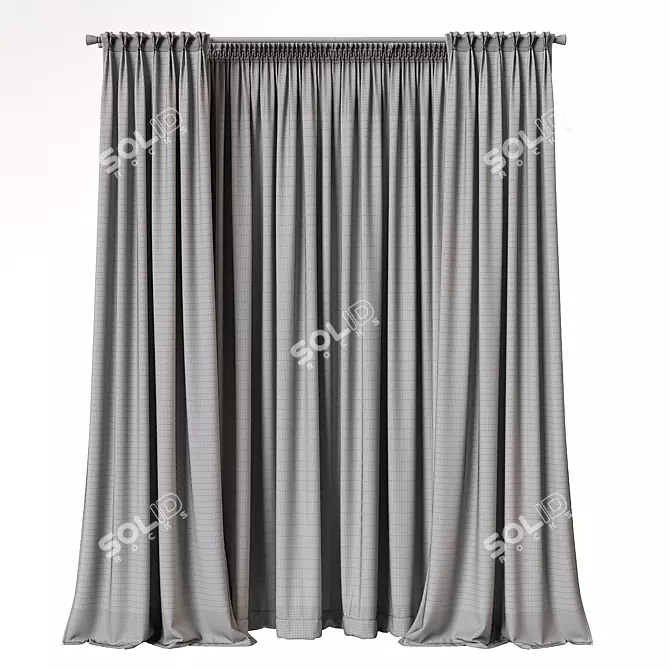  Wide Striped Curtain Fabric 3D model image 4