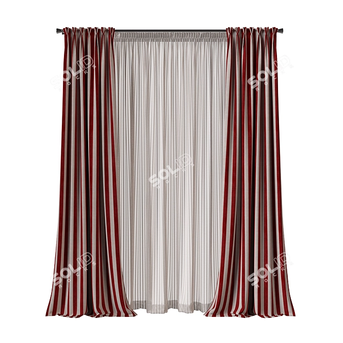  Wide Striped Curtain Fabric 3D model image 5