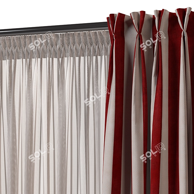  Wide Striped Curtain Fabric 3D model image 6