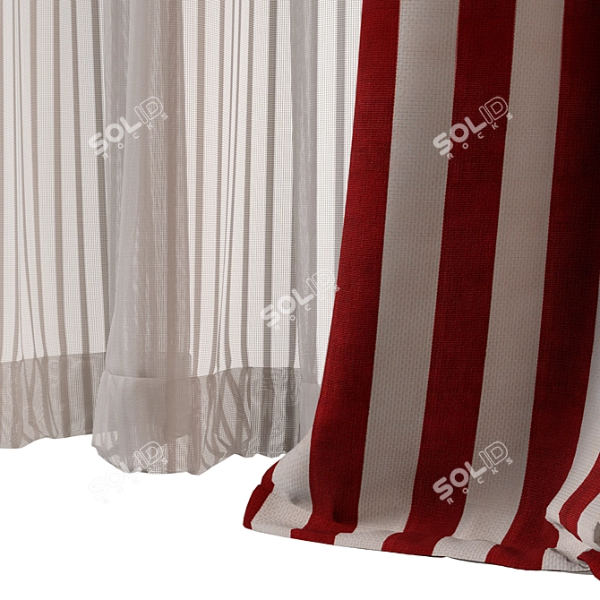  Wide Striped Curtain Fabric 3D model image 7