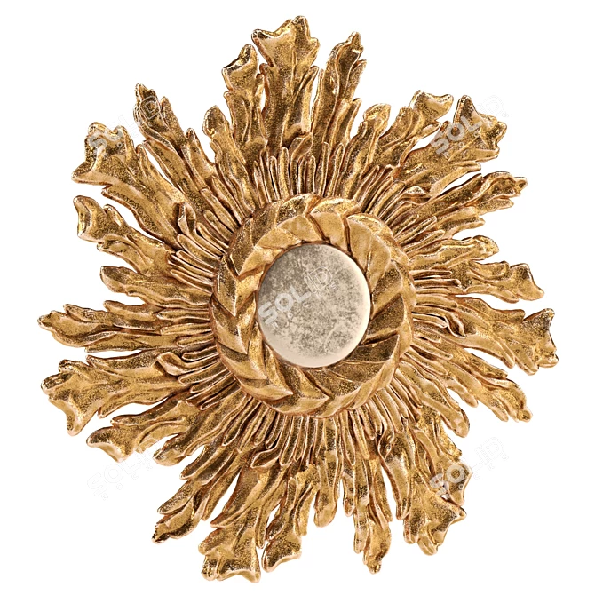 Spanish Baroque Starburst Wall Mirror 3D model image 1