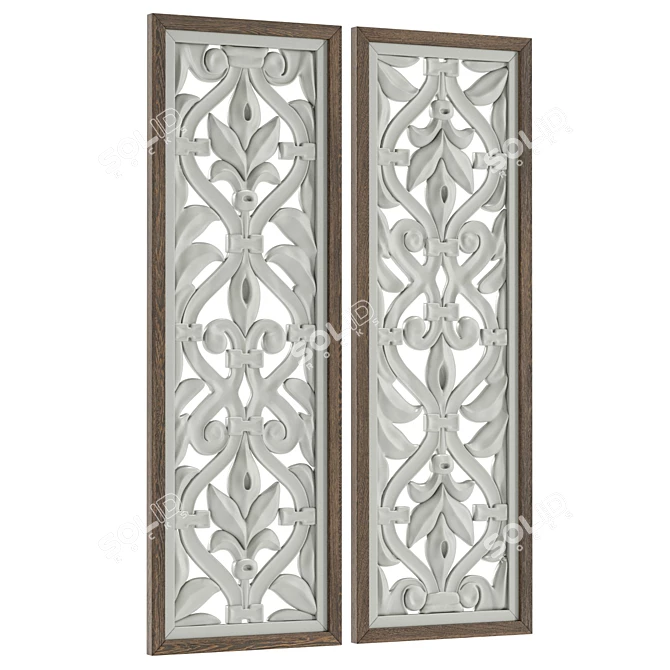 Wooden Flower Wall Panels 3D Model 3D model image 1