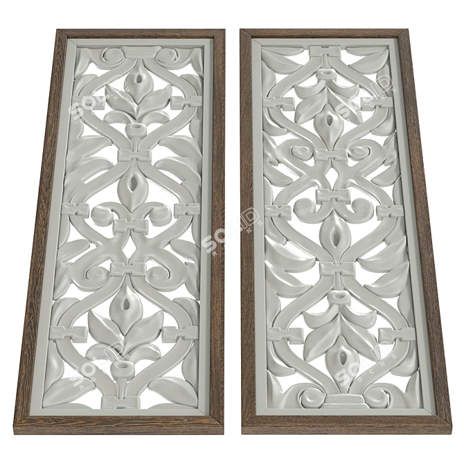 Wooden Flower Wall Panels 3D Model 3D model image 3